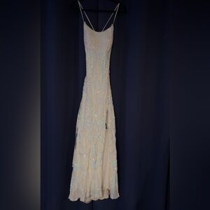 Elegant White Sequin Evening Gown